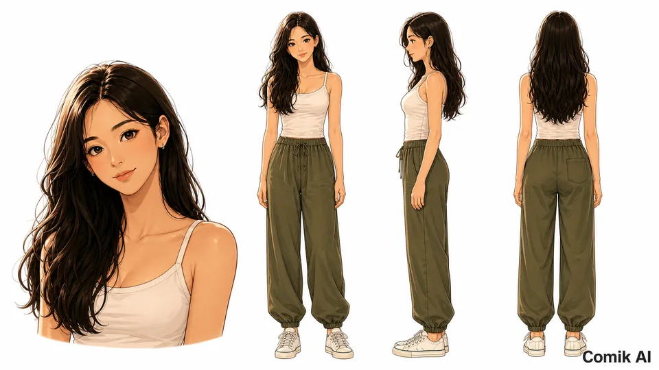 Generated multi-view anime character sheet
